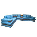 A modern smart corner sofa with wooden legs and support, ideal for enhancing any living room’s visual.