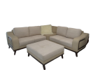 A relaxed Era corner sofa set paired with a foot stool, ideal for lounging in a fashionable home environment.